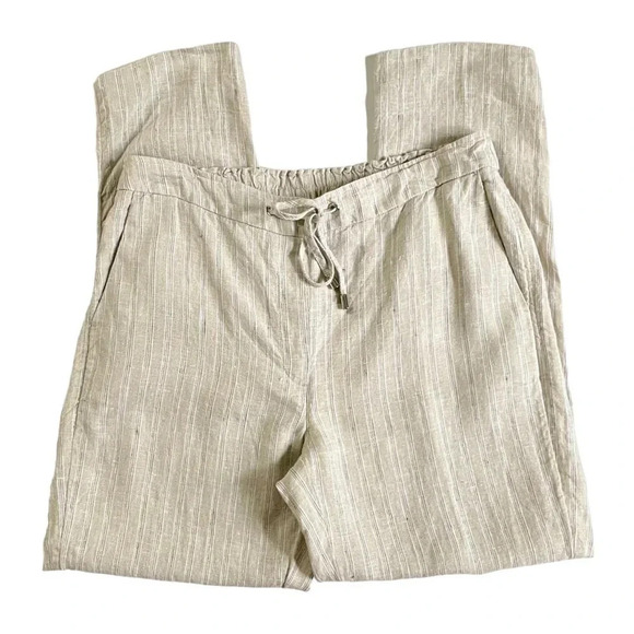 Chico’s Striped Linen Drawstring Ankle Pants - Picture 3 of 6